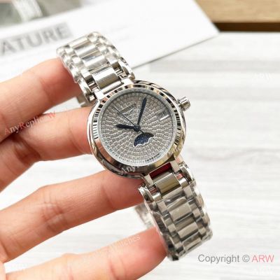 Copy Longines PrimaLuna Full Diamond Dial Watch Quartz Stainless Steel